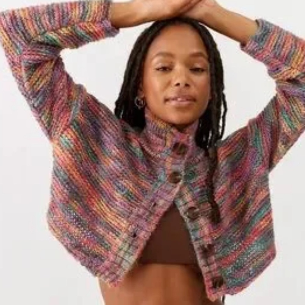 BDG Urban Outfitters McKinley Space Dye Chunky Crop Cardigan Sweater S
